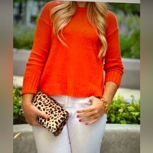 J. Crew Relaxed Crewneck Beach Sweater Bright Orange Size Medium